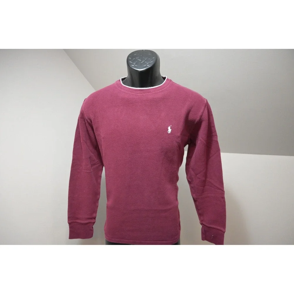 Polo Ralph Lauren Thermal Sleepwear Shirt Mens Medium Burgundy Red Excellent